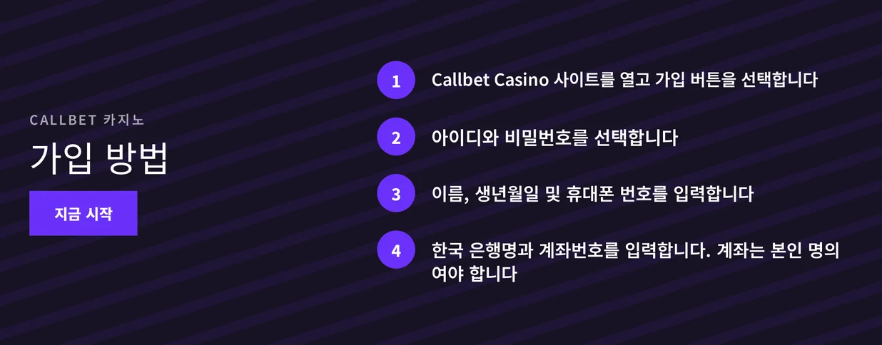 Callbet 카지노 계정 만들기 단계